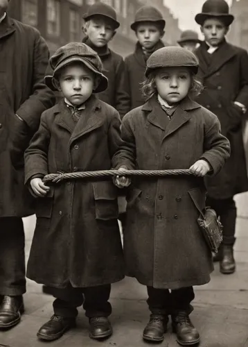 London During The General Strike Of 1926 Vintage Everyday,vintage children,child labour,boy's hats,workhouse,children of war,school children,stick children,workers,forced labour,urchins,kids fire brig