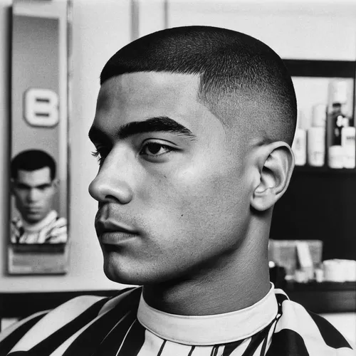 gable,barbershop,buzz cut,barber,flattop,crew cut,pompadour,barber shop,flat head,high and tight,pomade,hi-top fade,mohawk hairstyle,60's icon,pigeon head,haircut,vintage boy,barber chair,black businessman,young man,Art,Artistic Painting,Artistic Painting 22