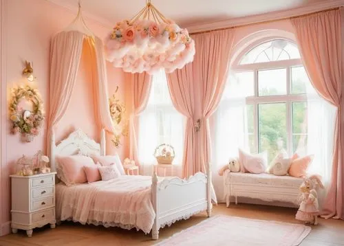 the little girl's room,baby room,nursery decoration,ornate room,children's bedroom,bedchamber,room newborn,bedroom,doll house,nursery,beauty room,great room,chambre,soft pink,danish room,sleeping room,kids room,bridal suite,victorian room,bedrooms,Illustration,Realistic Fantasy,Realistic Fantasy 31