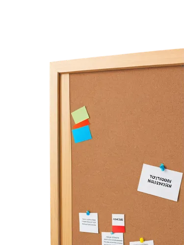 Bulletin board, wooden frame, colorful pins, various notes, papers, and documents, soft cork background, modern office setting, shallow depth of field, warm lighting, 3/4 composition, realistic textur