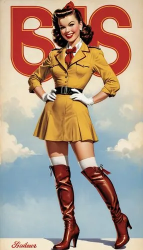 A captivating vintage-inspired book cover illustration, featuring a confident and alluring 1940s pin-up fly girl exuding unparalleled elegance and charm. She wears a striking tight-fitting tigt and sh