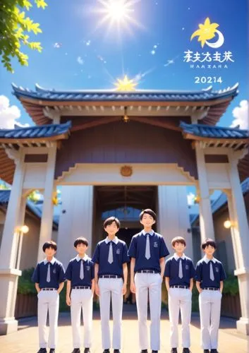 Asian boys in Maris Stella High School Uniform with WHITE SHORT PANTS They are smiling happily and hopeful,feng shui golf course,park staff,shenzhen vocational college,soochow university,shaanxi provi