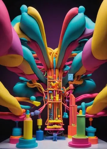 candyland,3d fantasy,imaginationland,cinema 4d,playspace,chromophore,zoetrope,bibbins,jazzland,popmart,panton,lachapelle,colorama,kinetic art,play tower,playgrounds,children's playground,imaginarium,3d render,carnivalesque,Unique,3D,Clay