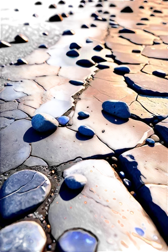 Asphalt, dark grey, rough surface, small cracks, scattered pebbles, subtle shine, detailed normal map, high-frequency noise, shallow depth of field, cinematic lighting, 3/4 composition, close-up shot.