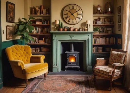 sitting room,inglenook,chimneypiece,fireplace,victorian room,fire place,alcove,fireplaces,old victorian,reading room,wingback,neachtain,alcoves,mantelpieces,interior decor,cosier,mantelpiece,log fire,dandelion hall,overmantel,Art,Artistic Painting,Artistic Painting 35