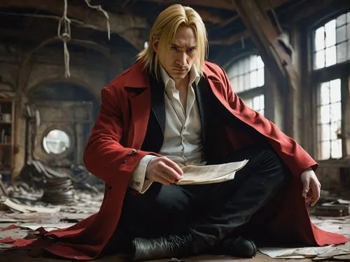 fullmetal alchemist edward elric,red coat,overcoat,dracula,count,red cape,alice in wonderland,howl,quill,magneto-optical disk,red riding hood,thor,the doctor,the collector,scarlet witch,frock coat,cosplay image,man in red dress,fictional character,long coat,Art,Artistic Painting,Artistic Painting 32