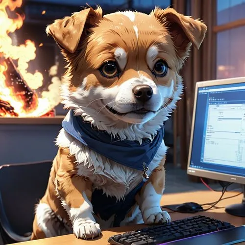 garrison,dogmeat,mascotech,pubg mascot,blur office background,bork,Photography,General,Realistic