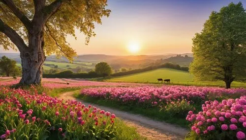 meadow landscape,tulip field,splendor of flowers,landscape background,tulips field,beautiful landscape,flower meadow,springtime background,spring background,flower field,tulip fields,nature wallpaper,spring morning,flowering meadow,nature background,spring nature,field of flowers,background view nature,flower background,tulip background,Photography,General,Realistic