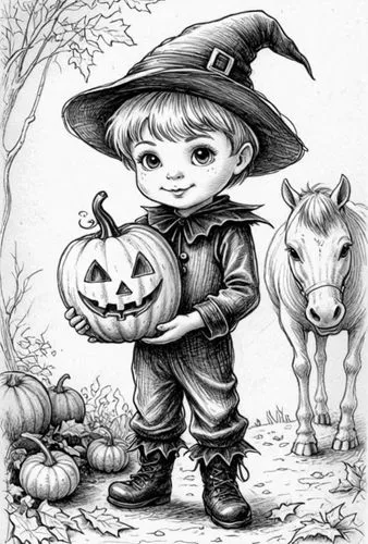 : Design Sketch-Rough Outline ,a child in halloween costumes and holding a pumpkin,halloween illustration,halloween line art,coloring pages kids,mabon,samhain,coloring pages,Design Sketch,Design Sketc