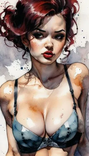 watercolor pin up,palmiotti,manara,madelyne,siryn,viveros,Conceptual Art,Fantasy,Fantasy 10