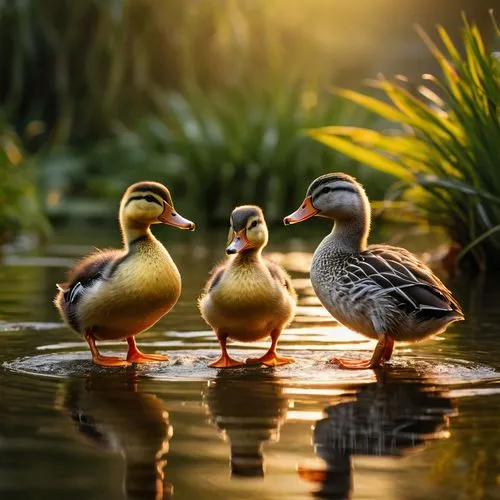 Dos patos adultos y diez chiquititos,wild ducks,water fowl,mandarin ducks,mallards,ducks,water birds,duck meet,waterfowls,ornamental duck,waterfowl,bath ducks,a pair of geese,greylag geese,duck on the