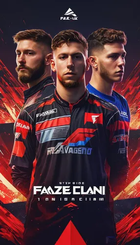 Create a tense narrative about FaZe Clan competing in a high-stakes tournament against their biggest rival.,headset profile,cd cover,team-spirit,lan,lan chile,cover,red milan,ffp2,album cover,packshot