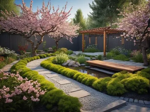 japanese zen garden,zen garden,garden design sydney,sake gardens,landscape design sydney,japanese garden ornament,japanese garden,japan garden,landscape designers sydney,japanese sakura background,koi pond,landscaped,3d rendering,sakura background,roof landscape,sakura tree,dojo,sakura trees,climbing garden,garden bench,Illustration,Abstract Fantasy,Abstract Fantasy 01