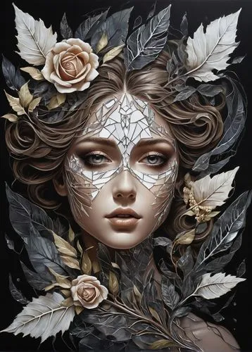 viveros,diwata,masquerade,faery,venetian mask,persephone,Conceptual Art,Fantasy,Fantasy 27