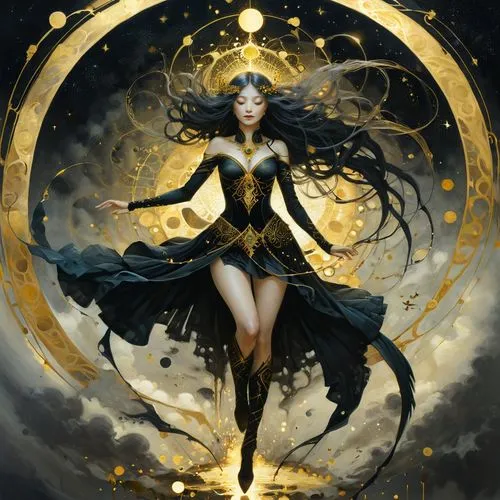 goddess of justice,queen of the night,zodiac sign libra,sorceress,fantasy woman,the enchantress,Art,Artistic Painting,Artistic Painting 49