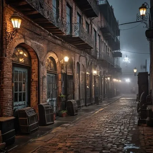 the cobbled streets,dickensian,cobbled,cobbles,new orleans,french quarters,cobblestones,old linden alley,ruelle,medieval street,crewdson,cobblestone,cobblestoned,darktown,cobble,neworleans,sidestreet,gaslight,gas lamp,lalaurie,Conceptual Art,Sci-Fi,Sci-Fi 09