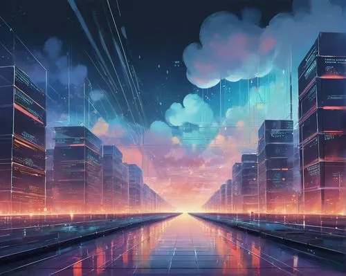 cloudstreet,futuristic landscape,cybercity,cityscape,cyberworld,metropolis,cyberscene,cybertown,cyberport,fantasy city,cyberia,digitalism,synth,mainframes,futurist,hypermodern,digital binary,cyberspace,superhighways,skyscrapers,Conceptual Art,Oil color,Oil Color 10