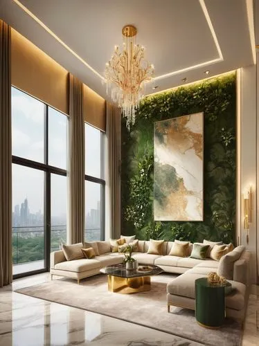 modern decor,luxury home interior,living room,livingroom,great room,modern living room,sitting room,penthouses,interior decoration,apartment lounge,interior modern design,contemporary decor,interior design,modern room,green living,wallcoverings,interior decor,bamboo curtain,intensely green hornbeam wallpaper,gold wall,Conceptual Art,Sci-Fi,Sci-Fi 12