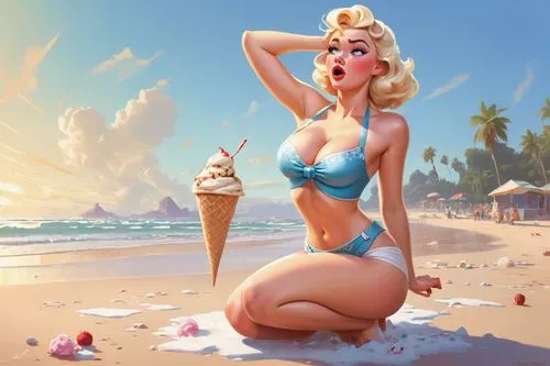 woman with ice-cream,pin-up girl,retro pin up girl,pin-up girls,pin up girl,retro pin up girls,pinup girl,pin-up,milkshake,pin ups,pin-up model,pin up,pin up girls,ice cream cone,ice-cream,ice cream,the beach pearl,sundae,vanilla ice cream,ice creams,Illustration,Retro,Retro 09