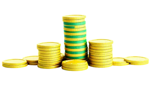 poker chips, transparent background, golden coins, stacked, shiny surface, reflective material, detailed texture, rounded edges, colorful denominations, fanned out, slight shadow, soft focus, 3/4 comp