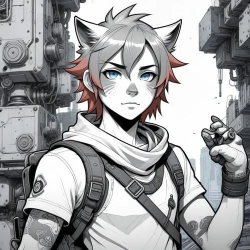 nart,grayscale,naruko,greyscale,machinist,gaige