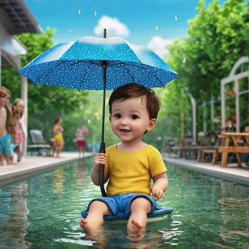 little girl with umbrella,summer umbrella,man with umbrella,asian umbrella,baby float,umbrella,cocktail umbrella,overhead umbrella,children's background,outdoor pool,umbrella pattern,beach umbrella,rain shower,umbrella beach,swimming pool,digital compositing,child in park,pool water,wet smartphone,photoshop manipulation,Photography,General,Realistic