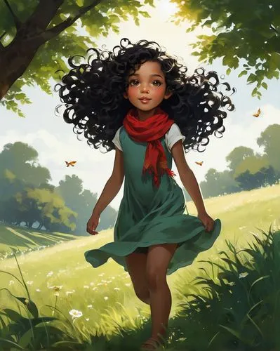 little girl in wind,arrietty,sarafina,girl with tree,moana,digital painting,esmeralda,connie,girl in flowers,serafina,tiana,girl picking flowers,merida,polynesian girl,azilah,girl in the garden,rosa ' amber cover,little girl fairy,kids illustration,storybook character,Conceptual Art,Fantasy,Fantasy 06