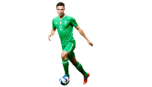 Stadium, World Cup, soccer players, muscular men, dynamic pose, kicking ball, intense facial expression, sweaty skin, green grass, bright sunlight, dramatic lighting, panoramic view, 3/4 composition, 