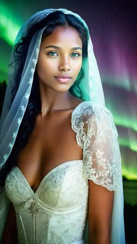 Es hermosa, una chica que es huracán de pasiones, envuelto en nubes de una aurora boreal, es irreverente pero tierna y sutil. Vive en mis sueños y deseos más profundos,a woman is wearing a veil with t