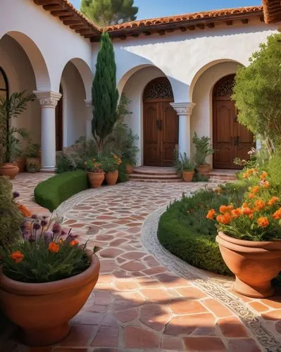 courtyards,patio,patios,courtyard,spanish tile,entryways,terracotta tiles,hacienda,xeriscaping,entryway,landscaping,clay tile,archways,landscaped,breezeway,landscapers,doorways,garden elevation,beautiful home,exterior decoration,Art,Artistic Painting,Artistic Painting 51