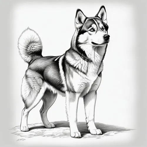 huskic,balto,canidae,elkhound,dog illustration,aleu,Illustration,Black and White,Black and White 30