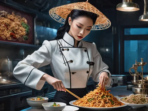 In a futuristic world, a detective uncovers a conspiracy that revolves around a secret ingredient in the popular lo mein dish.,korean royal court cuisine,korean chinese cuisine,vietnamese cuisine,asia