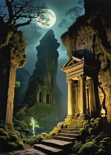 yavin,hildebrandt,fantasy picture,cirith,psygnosis,artemis temple,secret garden of venus,schuiten,ancients,relayer,barsoom,rivendell,mcquarrie,the ancient world,ancient city,schuitema,fantasy landscape,stratovarius,monomyth,chhatris,Art,Artistic Painting,Artistic Painting 23