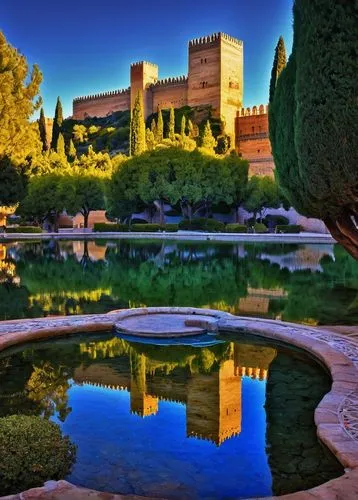 alhambra,alcazar of seville,alcazaba,alcazar,umayyad palace,tlemcen,lleida,almansa,granada,monastery israel,samarkand,xerez,perpignan,cervera,andalucia,la kasbah,terrassa,manzanares,pedralbes,castelo,Illustration,Black and White,Black and White 13