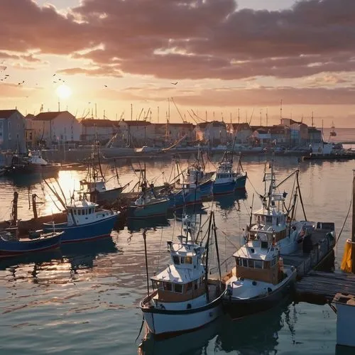 落日夕陽的漁港港口.8k清晰.陽光刺眼,the port of santa maria,brixham,table bay harbour,marsaxlokk,groix,trapani,boats in the port,barfleur,habour,otranto,corralejo,peniche,finistere,noirmoutier,bizerta,harbour,rockpor