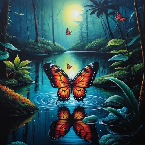 butterfly background,tropical butterfly,mariposas,ulysses butterfly,morphos,butterflies,butterfly swimming,isolated butterfly,butterfly effect,butterfly isolated,oil painting on canvas,mariposa,passion butterfly,red butterfly,aurora butterfly,butterfly,julia butterfly,butterfly green,chasing butterflies,orange butterfly,Illustration,Realistic Fantasy,Realistic Fantasy 25