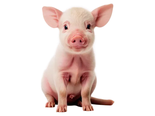 Cute piglet, photography studio, solo, (3months), pink nose, curly tail, soft fur, white background, natural light, 45-degree angle, close-up shot, shallow depth of field, warm color tone, cinematic l