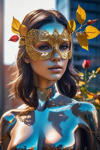 gold mask,golden mask,masquerade,venetian mask,golden wreath,light mask,golden crown,golden flowers,fantasy woman,circlet,lumidee,tinieblas,alita,mascarade,gold flower,polychromed,bodypaint,photochromic,mirrormask,gold crown,Photography,Artistic Photography,Artistic Photography 08