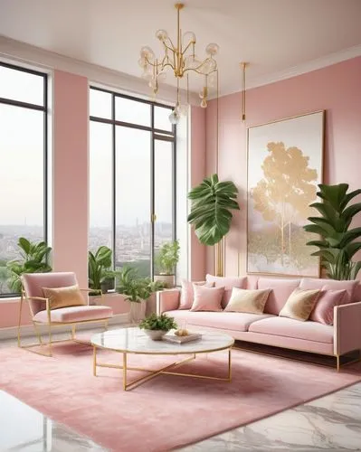 gold-pink earthy colors,soft pink,living room,livingroom,apartment lounge,mahdavi,pink chair,soft furniture,baby pink,sitting room,light pink,rose pink colors,sofa set,interior design,natural pink,modern decor,pink large,pink glazed,pink leather,great room,Illustration,Abstract Fantasy,Abstract Fantasy 04