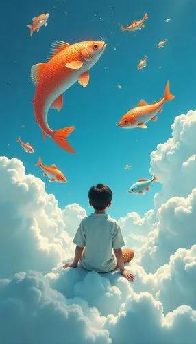 goldfish,playfish,photo manipulation,school of fish,gold fish,dreamscapes,fish in water,aquatic life,photoshop manipulation,surrealism,fishes,wyland,dream world,poissons,world digital painting,a flying dolphin in air,fantasy picture,imaginationland,photomanipulation,seaquarium