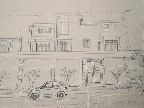 house drawing,vintage drawing,sheet drawing,facade painting,car drawing,street plan,car outline,blueprint,illustration of a car,old paper,house painting,to draw,stucco wall,pencil and paper,line drawing,exterior decoration,hand-drawn illustration,blueprints,vintage paper,house facade