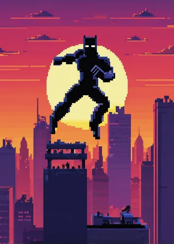 man silhouette,daredevil,pixel art,silhouette art,silhouette,dusk,silhouette dancer,dusk background,superhero background,dance silhouette,silhouette of man,jazz silhouettes,art silhouette,skycraper,pixels,steel man,retro background,dark suit,cartoon ninja,terminator,Unique,Pixel,Pixel 01