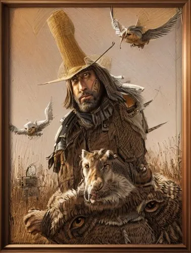 east-european shepherd,bohemian shepherd,fantasy portrait,gamekeeper,dwarf sundheim,pilgrim,beagador,thorin,lokportrait,vendor,bear guardian,pet portrait,splinter,shepherd,falconer,witcher,wolf bob,the wanderer,witch's hat icon,conquistador