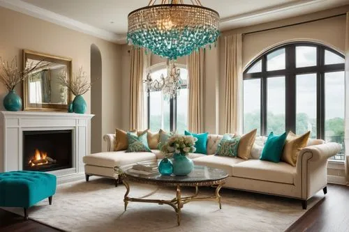 luxury home interior,sitting room,hovnanian,ornate room,interior decor,family room,turquoise leather,contemporary decor,great room,chandeliered,interior decoration,chandeliers,living room,color turquoise,interior design,modern decor,teal and orange,livingroom,turquoise wool,fire place,Illustration,Abstract Fantasy,Abstract Fantasy 01