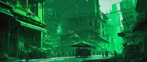 green light,alleyway,patrol,emerald,narrow street,neon ghosts,green balloons,green aurora,green,ancient city,green lantern,green smoke,blind alley,slums,alley,light green,fantasy city,pea soup,hanoi,green and white,Conceptual Art,Fantasy,Fantasy 02