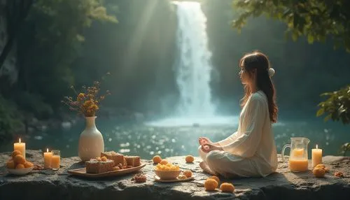 fantasy picture,wishing well,kupala,romantic scene,mystical portrait of a girl,perfumer,Photography,General,Realistic