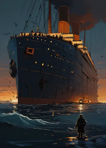 ocean liner,sinking,troopship,ship wreck,queen mary 2,star line art,shipwreck,digging ship,sea fantasy,the ship,titanic,the wreck of the ship,ship of the line,ship,ship travel,caravel,ghost ship,old ship,docked,the wreck,Conceptual Art,Sci-Fi,Sci-Fi 01