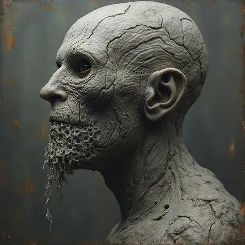 sculpt,primitive man,caliban,innsmouth,sackcloth textured,sculpts