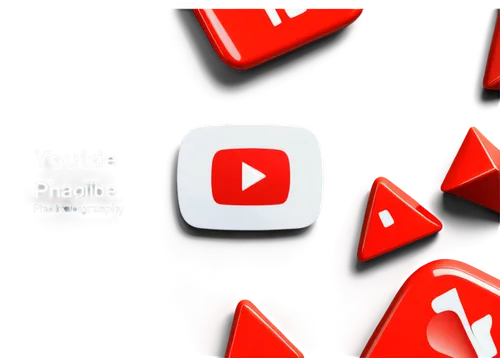 YouTube logo, colorful icons, rounded corners, white background, play button triangle, red and white color scheme, glossy effect, 3D appearance, central composition, high contrast, bright lighting.,so