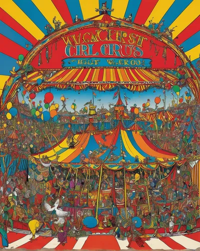 circus tent,carnival tent,circus,circus show,circus stage,fairground,cirque,carousel,khokhloma painting,merry-go-round,circus elephant,circus wagons,cirque du soleil,circus animal,ramayana festival,carnival,luna park,circus aeruginosus,merry go round,funfair,Illustration,American Style,American Style 03